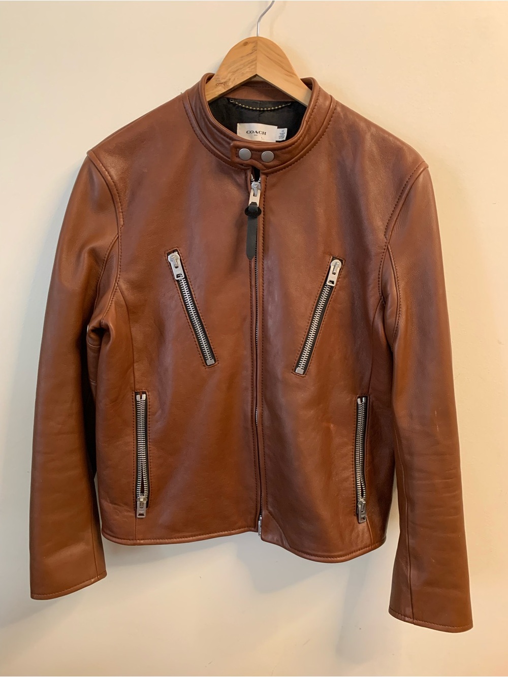 Coach Leather Racer Jacket Brown Size 48